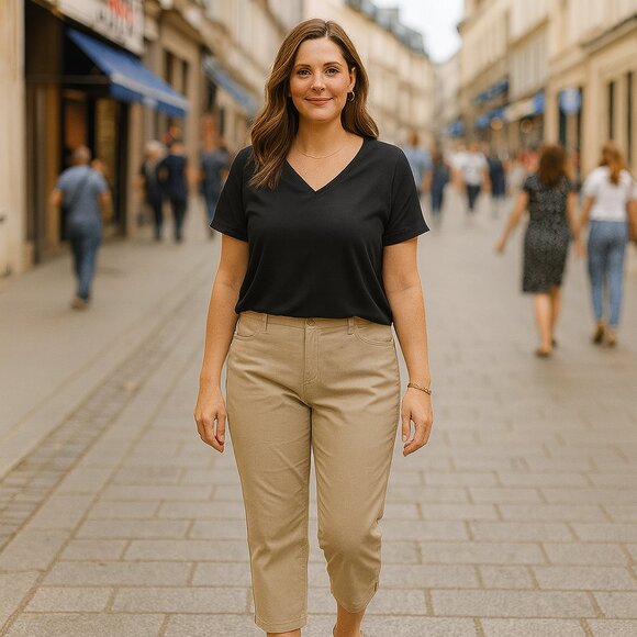 Ingredients Pants - Ingredients Size 8 Tan Polyester Rayon Spandex Capri's